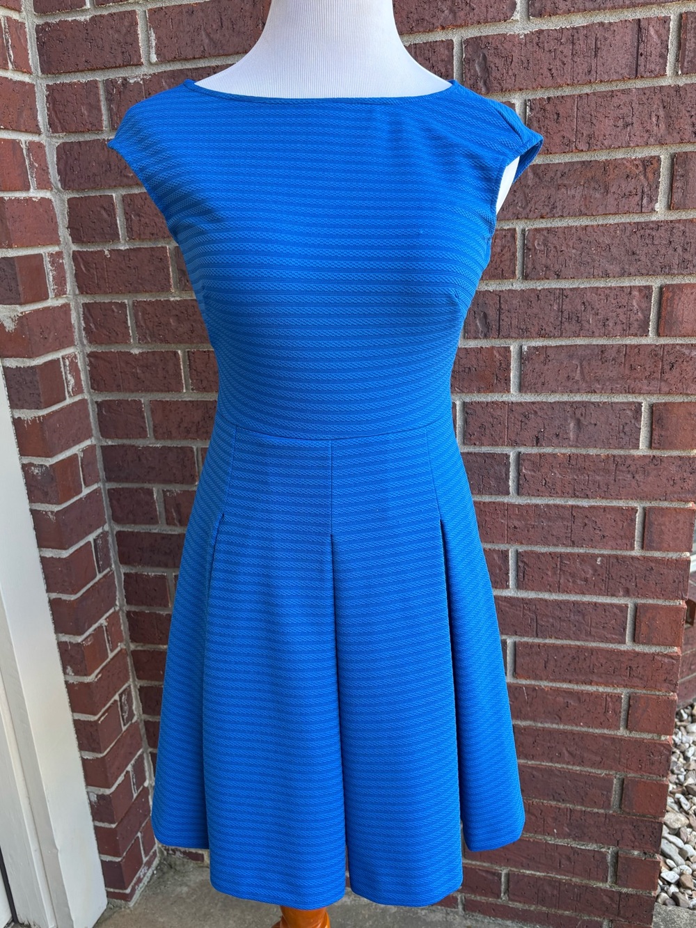 American Living Bright Blue Fit-and-Flare Midi Dress